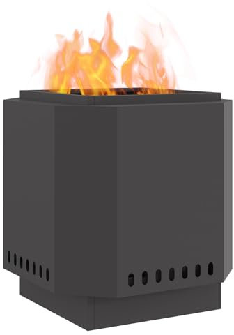 vidaXL Focolare Rettangolare A Legna da Esterno Acciaio Laminato A Freddo Finitura Opaca Resistente alla Ruggine 48 X 51 cm per Riunioni sul Patio E sul Balcone Metallico Caldo Minimalista