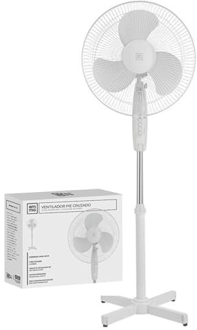 Genérico Ventilador de pie Ultra Silencioso EMMA | Envio 24h | 45 W | Bajo Consumo | Alta Potencia en 3 velocidades | Altura Modulable | 3 Aspas Duales | Pedestal - Ligero y Resistente