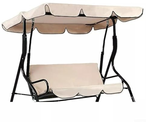 DystopiaWorld Toldo Repuesto para Columpio 3 Plazas, Resistente UV | Tela Oxford 210D, Impermeable y UV, 164x114 cm, 4 esquinas reforzadas, Fácil instalación, Para jardín y patio, Beige