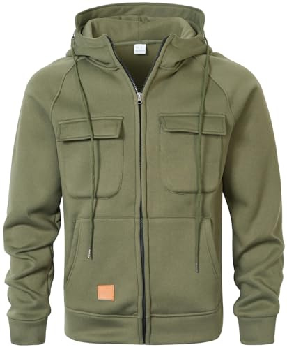 MEDUOLA Sweats a Capuche pour Homme Zippé Hiver Manches Longues avec Poches Chaud Veste Sport DéContracté