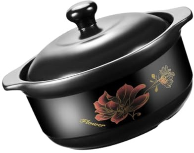Ipetboom Olla de Cerámica para Cocinar Pollo Estofado Tapa, Capacidad 1600ml, Diseño Creativo y Conservación del Calor para Cocina Doméstica