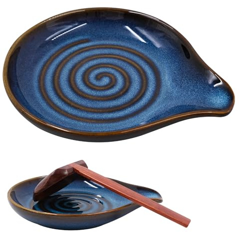 Soporte de cuchara de cerámica para cocina, resistente al calor, apto para lavavajillas, multiusos como soporte para utensilios o plato pequeño para servir