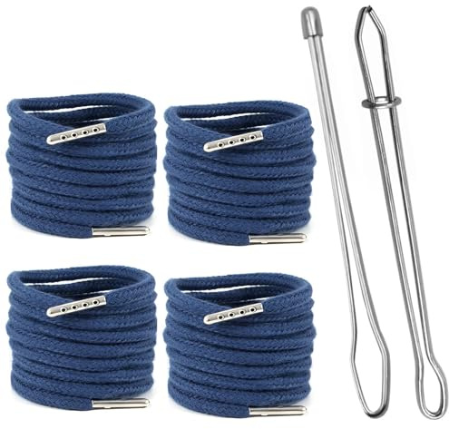JYXNU 4 Piezas Cordón para pantalones de chándal y sudaderas, 130 cm, cordón con 2 enhebradores, reemplazo para cintura, sudaderas con capucha, cinta de poliéster con extremos metálicos, Azul
