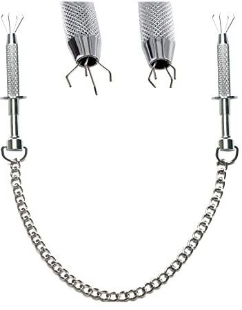 OnundOn Morsetti per capezzoli per capezzoli sessuali con catena in metallo, morsetti per capezzoli per BDSM erotici SM, giocattoli sessuali estremi coppie in acciaio, pinza per capezzoli con catena