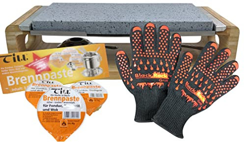 Black Rock Grill Premium Steak Sharing Set - Hot Stone Cooking, Serves 2 to 4 People, Includes Gloves and Burners. A Great Foodie Gift