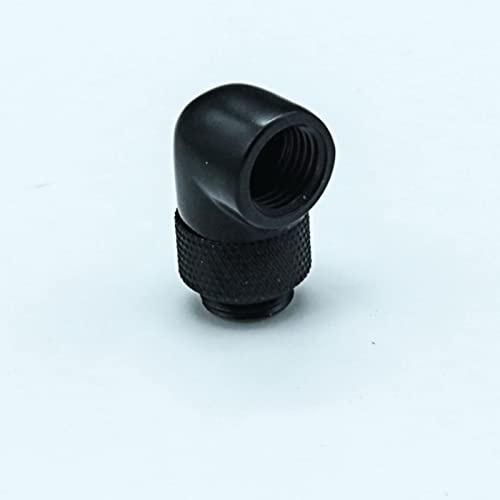 90° vinkel roterande rörmontering, 360° roterbar rörpassningsadapter, 2 tum G1/4 tråd armbågsanslutning för PC vatten kylsystem (svart)
