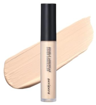 Peripera Double Longwear Cover Concealer – Vollständige Abdeckung kaschiert dunkle Ringe Hautunreinheiten – reines Elfenbein – 5,5 g
