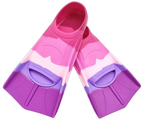 Gugmoy Kids Swim Fins,Comfortable Silicone Flippers for Swimming and Diving,Size Suitable Beginners Kids Girls Boys Adults (X-Small, Colorful-C)