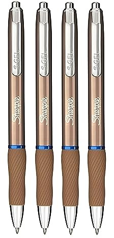 Sharpie S-Gel 0,7 mm Gelschreiber mit blauer Tinte in Champagner-Gold, 4 Stück