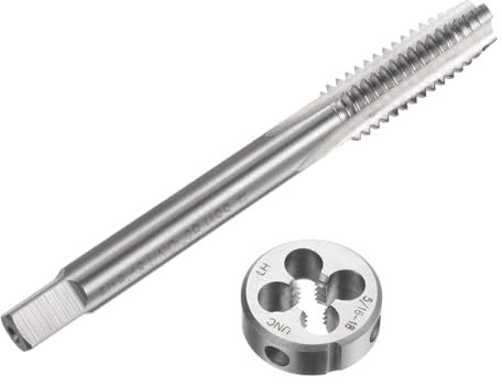 QUARKZMAN Set di 2 Pezzi Rubinetti e Matrici, Maschio a Filettare a Mano Sinistra 5/16-18 UNC e Fresa Rotonda, Kit di Maschio e Fresa per Utensili Filettature Dadi Viti Bulloni