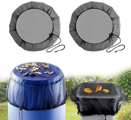 UNISOPH Regentonne, Hochwertige Regenfass-Abdeckung, 95 Cm Outdoor-Regenwassersammler-Insektenabdeckung, Anti-Laub-Netzabdeckung Mit Kordelzug, Geeignet Für Regentonne, Wassertonne, Zisterne (2 Stück)