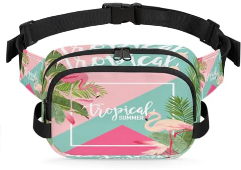 Bauchtasche mit tropischen Blumen, Flamingo, für Damen, Herren, Mädchen, Jungen, Kinder, Flamingo, Bauchtasche, Laufen, Sport, Wandern, Geldbörse, Gürteltasche, farbe, XL, Taschen-Organizer