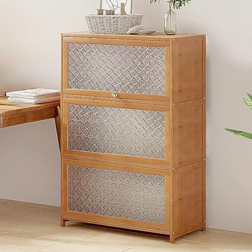 glasmonter, vitrinskåp för samlarföremål, dammtät skyddsmonter, Curio-skåp av naturligt bambumaterial, transparent vippdörrsdesign (storlek: 27,6x12,6x41,7/70x32x