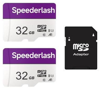Speederlash Micro SDHC Memory Card 32GB 2Pack, 90MB/s, U1, A1, with Adapter
