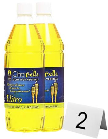 Ma Maison Set Olio Combustibile per Torce e Lanterne alla Citronella - per Spazi Esterni come Giardino, Balcone, Terrazzo - Repellente Zanzare 1 litro