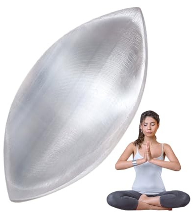 Genérico Bandeja de selenita, Selenite Bowl - Tazón de placa de carga de - Decoración del hogar White Natural Gypsum para manchar, curación, limpieza, oración