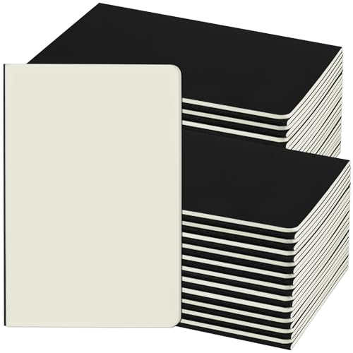 ZCZN Anteckningsbok A5 blank, 48 st svart kraftpapper omslag anteckningsblock med 30 blad, block för kontor och skola