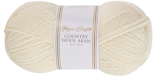 Utopia Crafts Country Wool Blend Aran Yarn for Knitting and Crochet 100g (Ivory Cream)