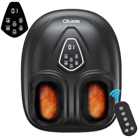 Foot Massager with Heat, Shiatsu Foot Massager with Remote, Electric Feet Massage Machine for Neuropathy,Plantar Fasciitis, Circulation, FSA Eligible HSA Store Eligible Massager (Deep Black,Corded)