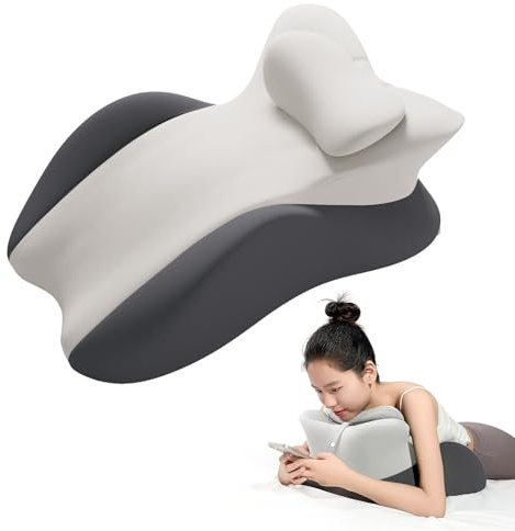 JOVELL Memory Foam Prone Pillow Black Gray, Body Pillow for Sitting Up Comfort, Back, Neck, Leg Pain Relief, For Massage, Reading, Sleeping, Wedge Pillow with Removable Cover