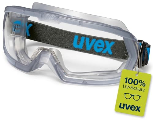 Uvex hypervision – Vollsichtbrille – Schutzbrille mit Panorama-Sichtscheibe - 100% UV-Schutz - beschlagfreie und kratzfeste Scheibe - grau/blau