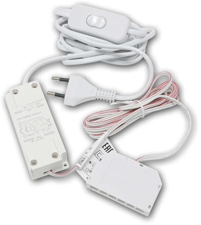 LED Transformator 12V DC 7W mit 6x Mini-AMP Buchse | Netzteil mit Euro-Stecker | Trafo für LED Möbel-, Schrank- & Unterbauleuchten | Plug & Play, IP20, 230V AC Eingang