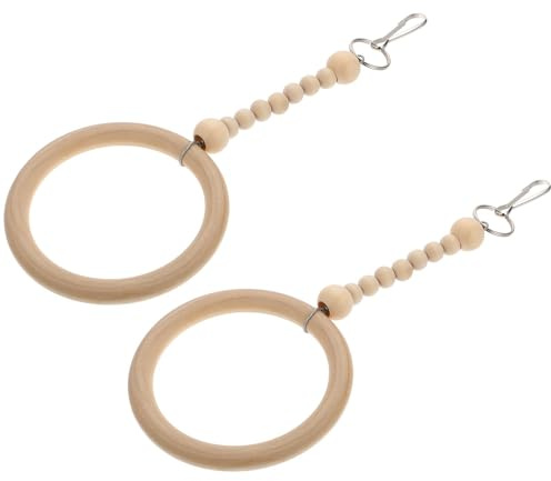 Cabilock 2 Piezas Columpio de Madera para Loros, Anillo Redondo Natural, Juguete Colgante para Jaula, Soporte Pequeño para Agapornis y Aves, Columpio Masticable para Pájaros Mascotas