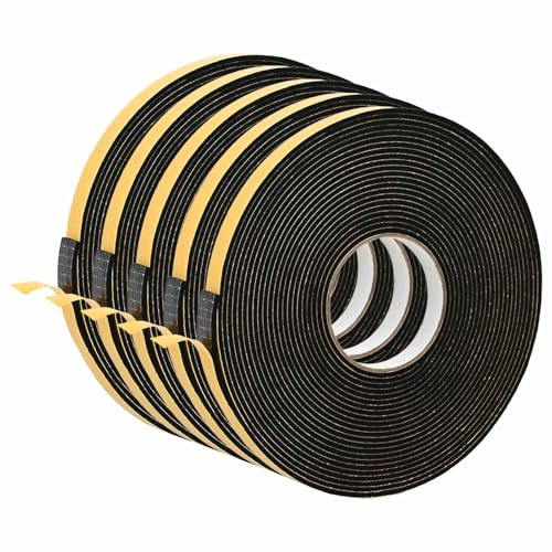 VidaXL - Cinta adhesiva de espuma (5 unidades, 15 mm x 10 m, espuma CR, cinta adhesiva redonda, espuma CR, protección contra la humedad, eficaz y universal, aislamiento