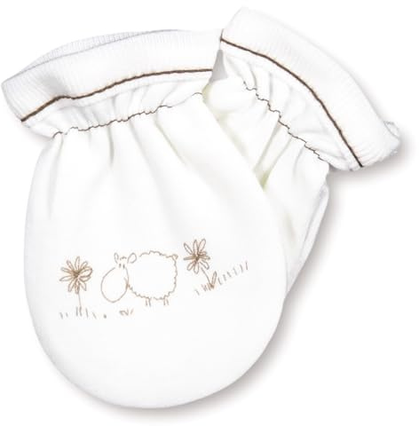 For Babies - Bio-Baumwolle Baby Kratzhandschuhe Kratzfäustlinge für Neugeborene Jungen und Mädchen 0 bis 3 Monate/Anti Scratch Mittens Newborn Organic Cotton (Schäfchen)