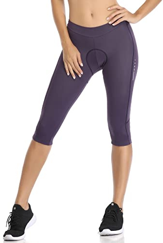 Santic Pantalon Cycliste 7/8 Cuissard Vélo Femme Rembourré pour Vélo Respirant Leggings de Vélo Collants de Cyclisme Longues VTT Noir