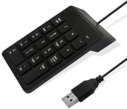 Tastiera numerica per laptop, tastiera USB a 18 tasti, tastiera numerica cablata portatile ultra sottile mini numerico con numeri esterni, tastiera teclado numerico per laptop, PC, desktop, Surface