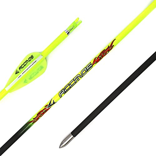 ACCMOS Spine 800 Flèche pour 25 LB Arc Recurve 27 Pouces Flèche Flèches Carbone Flèche Cible Flèche de Chasse Adulte Jeunesse Tir à l’Arc Entraînement 12pcs