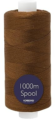 Korbond Sewing Thread - 1000m Polyester Coated Brown Thread – Sewing, Stitching and Quilting (110916)……