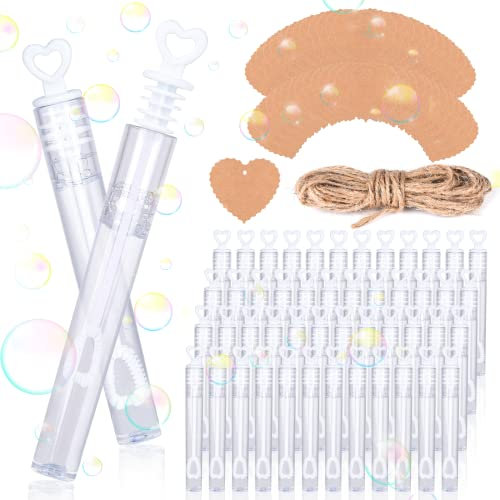 FORMIZON Seifenblasen Set, 50 Stück Mini Bubbles mit Herzgriff, Weiß Herz Seifenblasen Hochzeit Gefüllt Mit Herzanhänger, Seifenblasen Spielzeug für Hochzeit Taufe Valentinstag Gastgeschenk