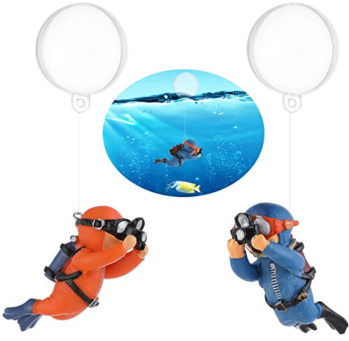 cobee Lot de 2 décorations flottantes pour aquarium avec dispositif flottant - Figurines de plongeur de dessin animé - Accessoires pour aquarium
