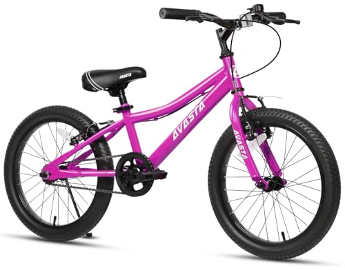 AVASTA Bilbo 20 Inch Kids Bike for Boys Girls 6 7 8 9 10 Years Old, Retro Style High Carbon Steel Bicycle with Adjustable Handlebars and Seat, Dual V-Brakes,Semi-Chain Guard, Kickstand, Plum Red
