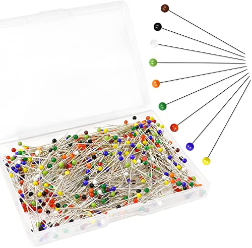 Redamancy 500 Pezzi Spilli da Sarta, Spilli con Testa Vetro Multicolore, Spillini per Cucire con Testa di Vetro Rotondaper Decorazione, Sartoria, Artigianatocucire.