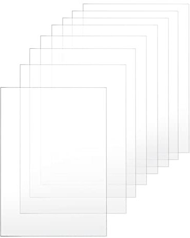 QWORK® 8 Pièces A4 Feuilles Acryliques Transparentes, Plaque Plexiglas Transparent, 297mm x 210mm, Pour Cadre Photo, Projets D'affichage, Peinture