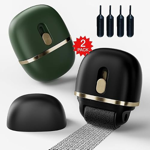 Lomil Identity Theft Protection Roller Stamps 2 Pack - Confidential Roller Stamp with 4 Refills - Wide Address Blocker Stamp for ID Blockout, Privacy & Security(Black+Green)