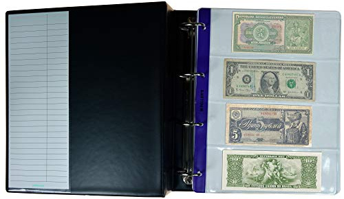 PELLER'S Banknotenalbum Größe XL für 70 Geldscheine und Schecks – 30 Hüllen 219x100mm 40 Hüllen 219x75mm 20 Blätter und Tre geldscheine sammeln geld aufbewahrung währungshüllen eintrittskarten hülle