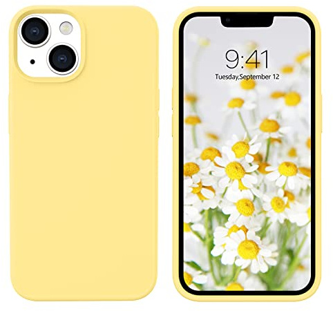 DUEDUE Coque en Silicone Fine pour iPhone 13, Jaune