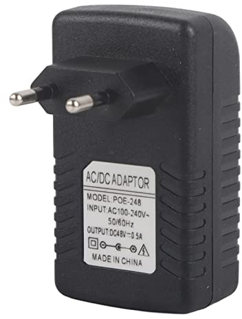 Inyector PoE, Adaptador Ethernet de Inyector PoE de 48V 0.5A, Fuente de Alimentación para Dispositivos PoE o No PoE (Enchufe de la UE)