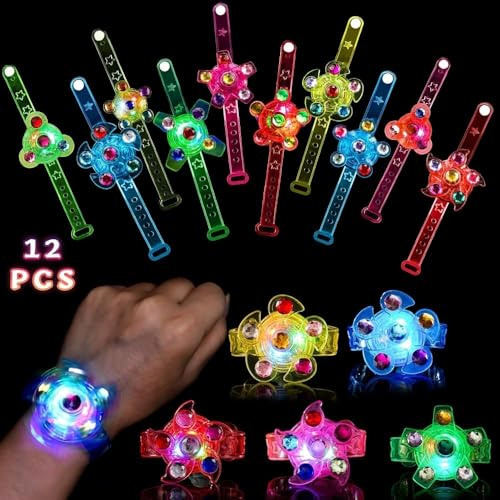 Mikulala 12 Pcs pulseras luminosas con luz LED para niños, premios de aula que brillan en la oscuridad, rellenos de bolsas de fiesta, suministros de fiesta de cumpleaños