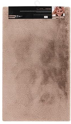 Muratap Badezimmerteppich Heaven rutschfest - Hochflor Flauschig Badematte Bunte Läufer für Badezimmer, Toilette Absorbierende Duschmatte - Große: 110x67 cm - Farbe: Taupe