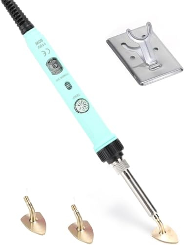 Arokimi Mini Iron, 80W Small Iron for Crafts Patches Shoes Hats, Adjustable Temperature, Easy to Use, with Replaceable Iron Tips (Green)
