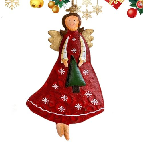 MWZBTG Retro järnkonst julängel dekoration, julängel för julgransdekoration, metallängel hänge, ängel figur hängande dekoration, ängel juldekoration, 12 x 7 cm