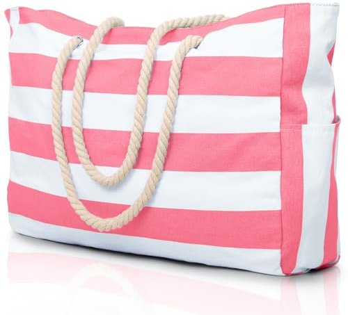 oscaurt Large Beach Bag for Women Waterproof Beach Tote Bag with Zip Travel Essentials Foldable Shopping Bag Pool Bag