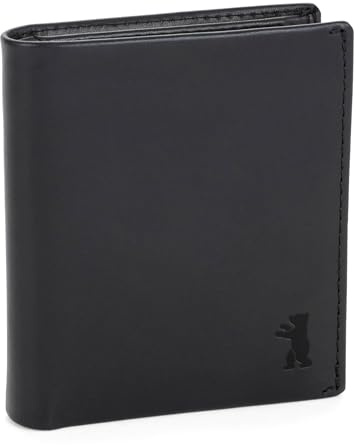 Berliner Bags Premium Geldbörse Rome, Portmonee aus Leder, Geldbeutel mit TÜV-geprüftem RFID-Schutz und Münzfach, für Herren - Schwarz