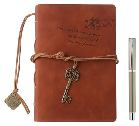 Tagebuch für Erwachsene & Reisetagebuch zum Ausfüllen, Premium Notizbuch B6 Blanko mit Lederoptik (19x12.5cm) - 100 Seiten Kraftpapier für Dankbarkeitstagebuch, Reisen & Tagebücher​