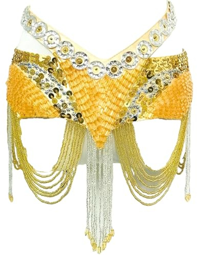 Cinturón de cadena con cuentas hecho a mano para mujer, para actuaciones de danza oriental y bufanda de cadera, accesorios